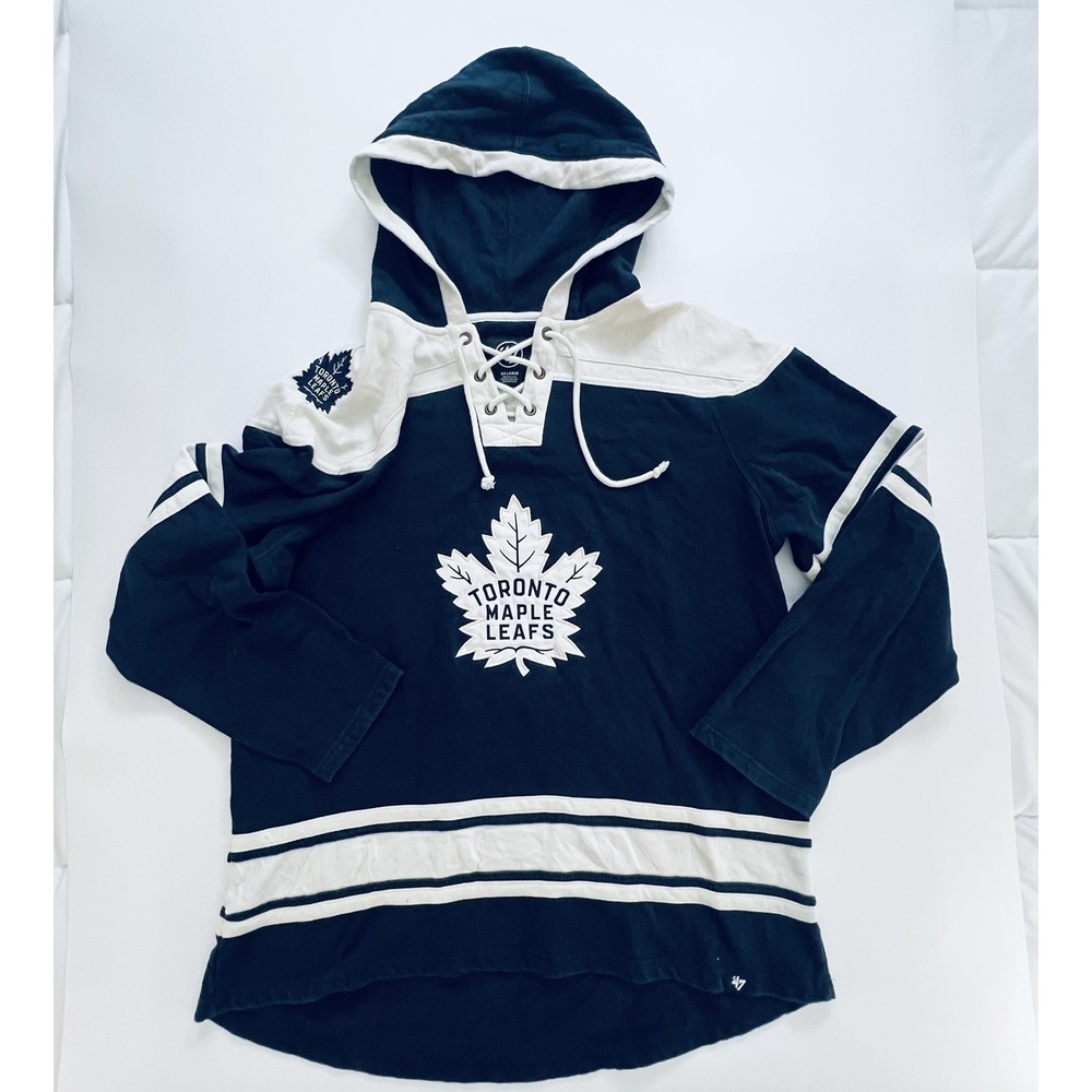 Title: '47 Toronto Maple Leafs Lace-Up Hoodie 2XL Navy White NHL Hockey Pullover